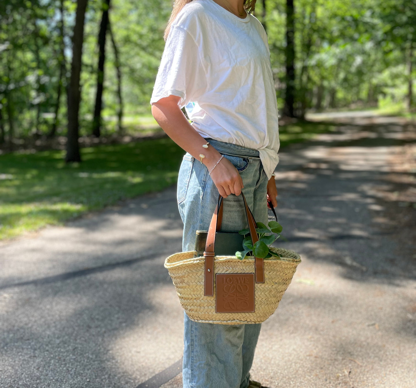 Loewe Raffia Small Basket Tote Natural Tan