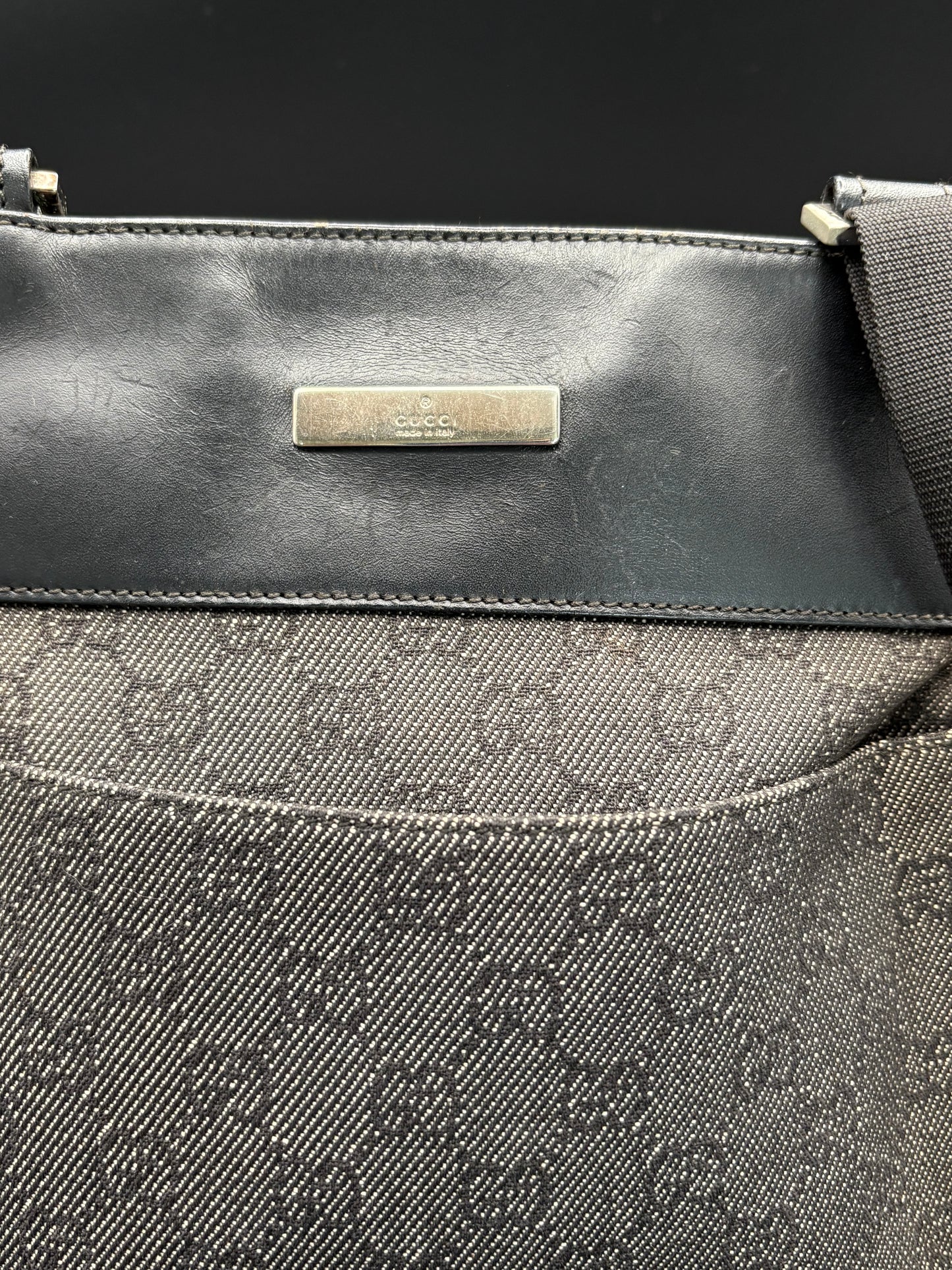 Gucci Black GG Denim Messenger Bag