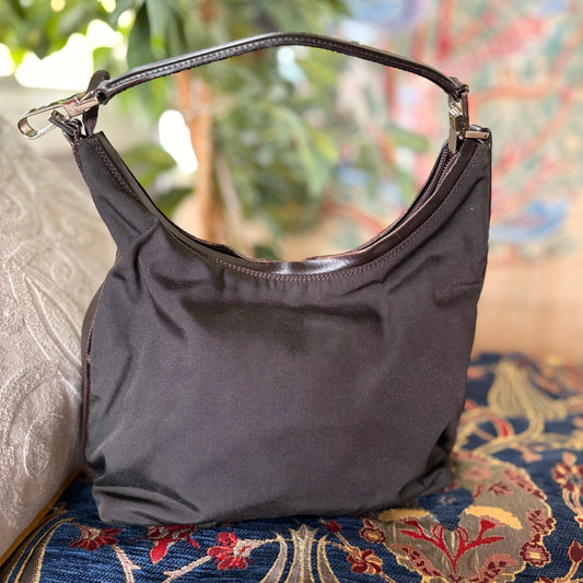 Gucci Black Nylon Tote Bag with Leather Trim