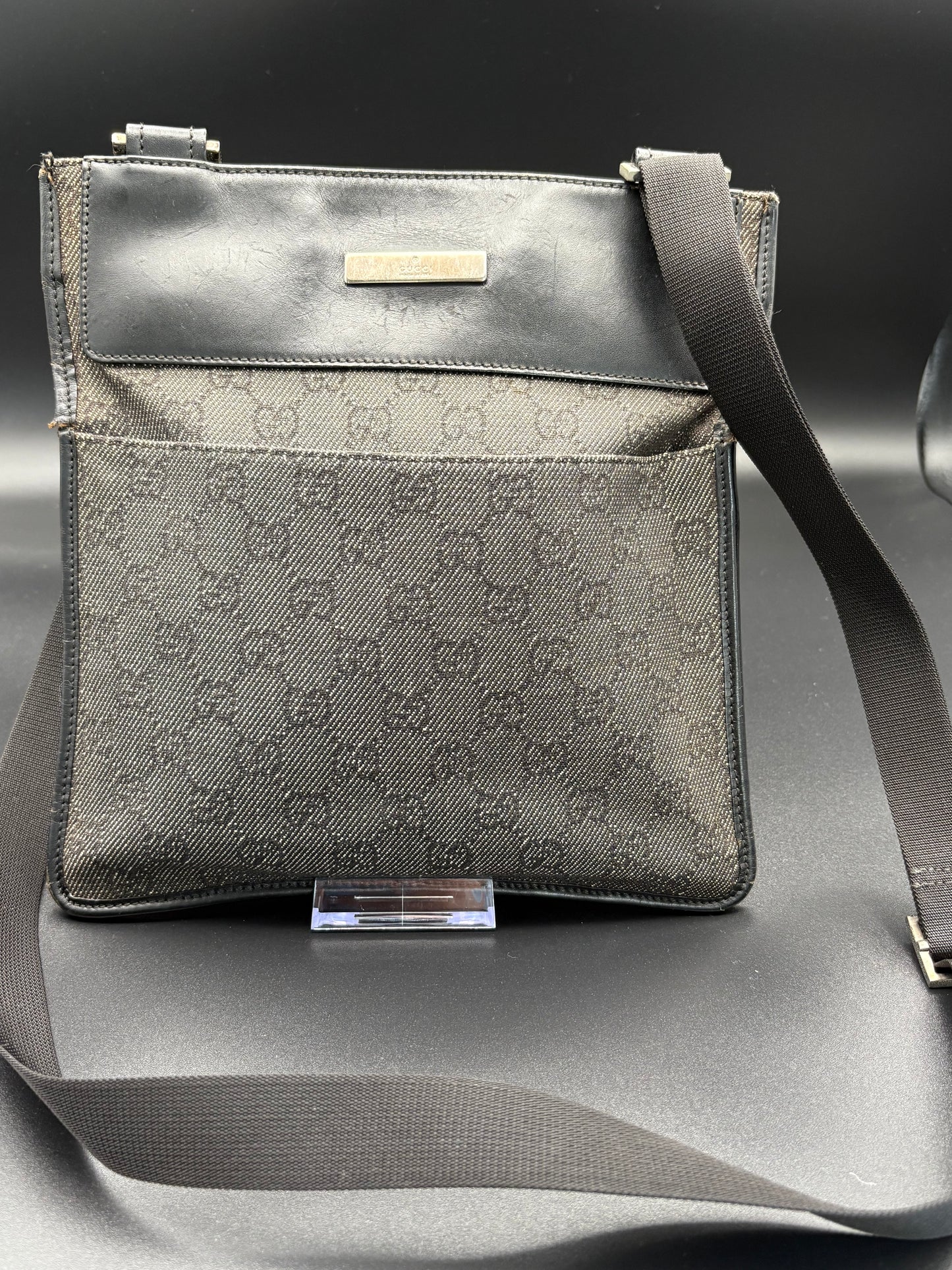 Gucci Black GG  Denim Messenger Bag