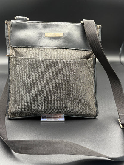 Gucci Black GG  Denim Messenger Bag