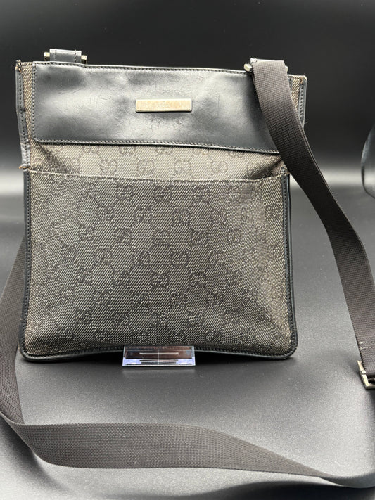 Gucci Black GG  Denim Messenger Bag
