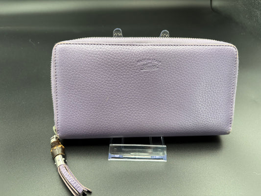 Gucci Purple Bamboo Zippy Wallet