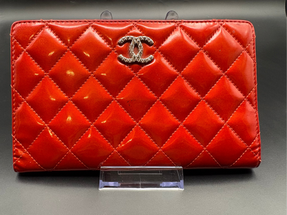 Chanel Orange Patent Long Wallet