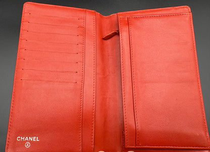 Chanel Orange Patent Long Wallet