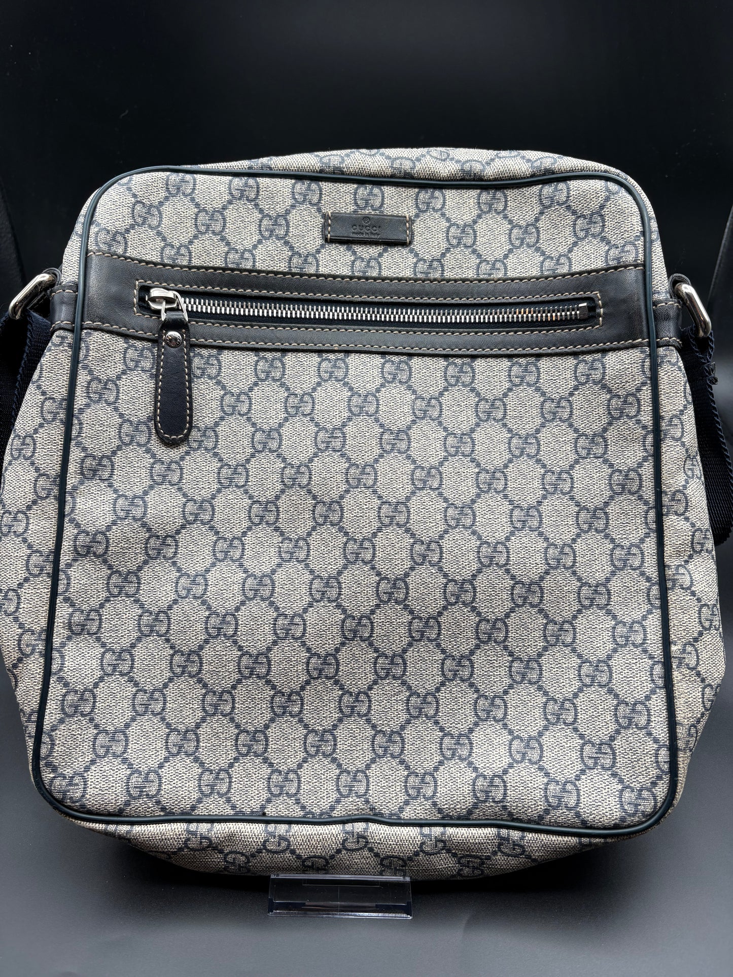 GG Blue Monogram Canvas Messenger Bag