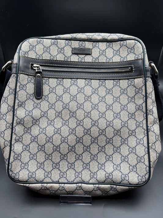 GG Blue Monogram Canvas Messenger Bag