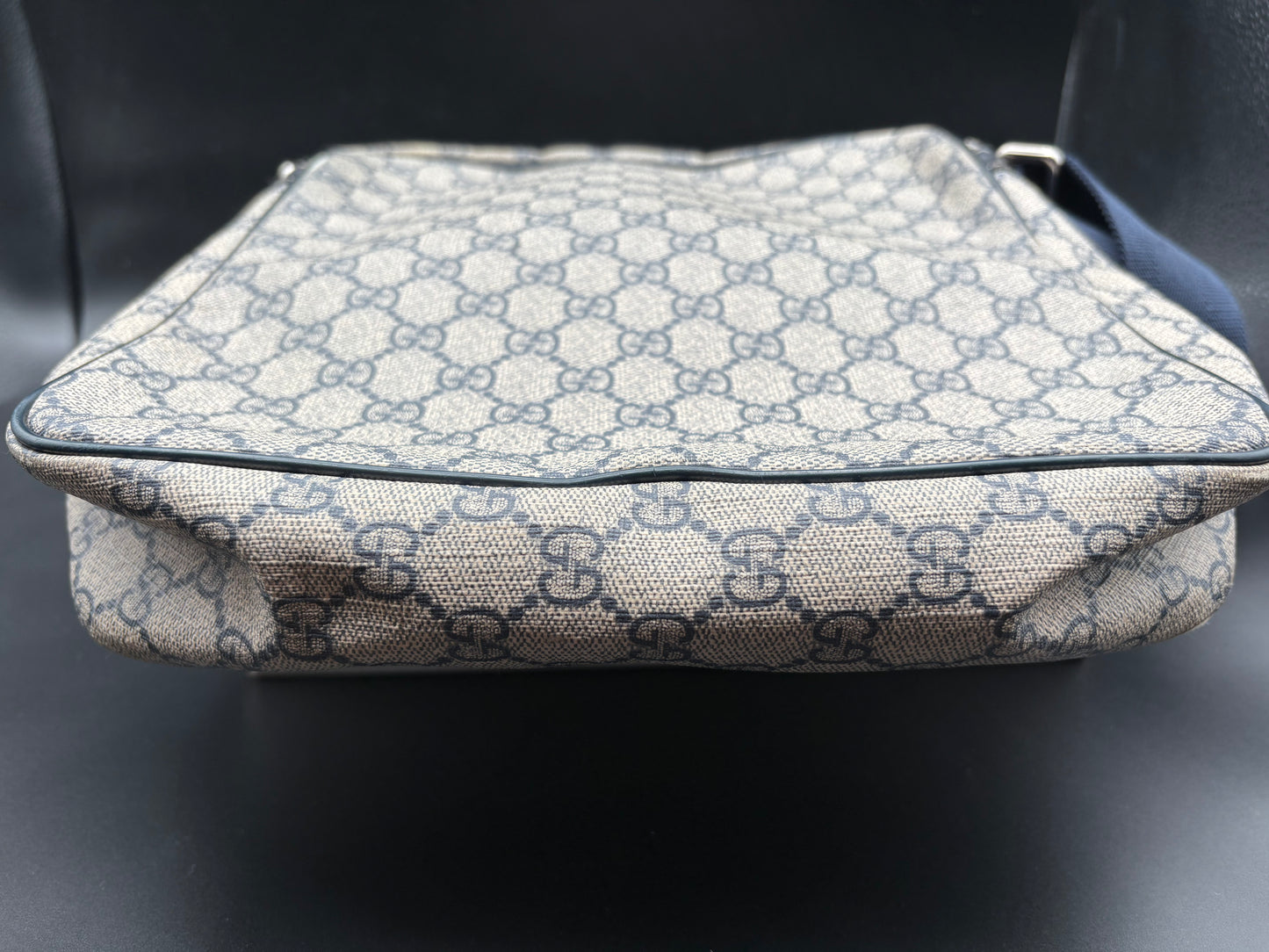 GG Blue Monogram Canvas Messenger Bag