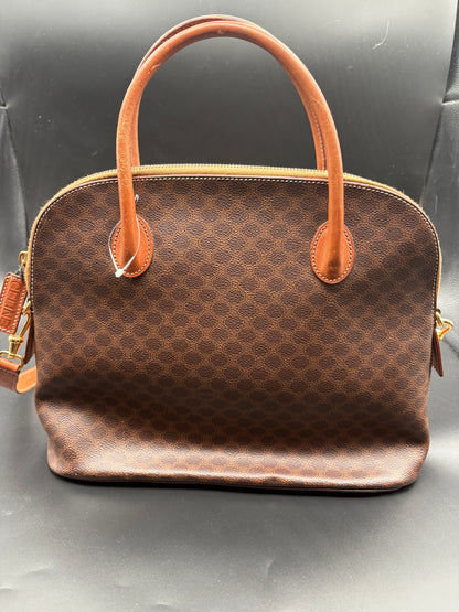 Celine Vintage Brown Macadam Two Way Handbag