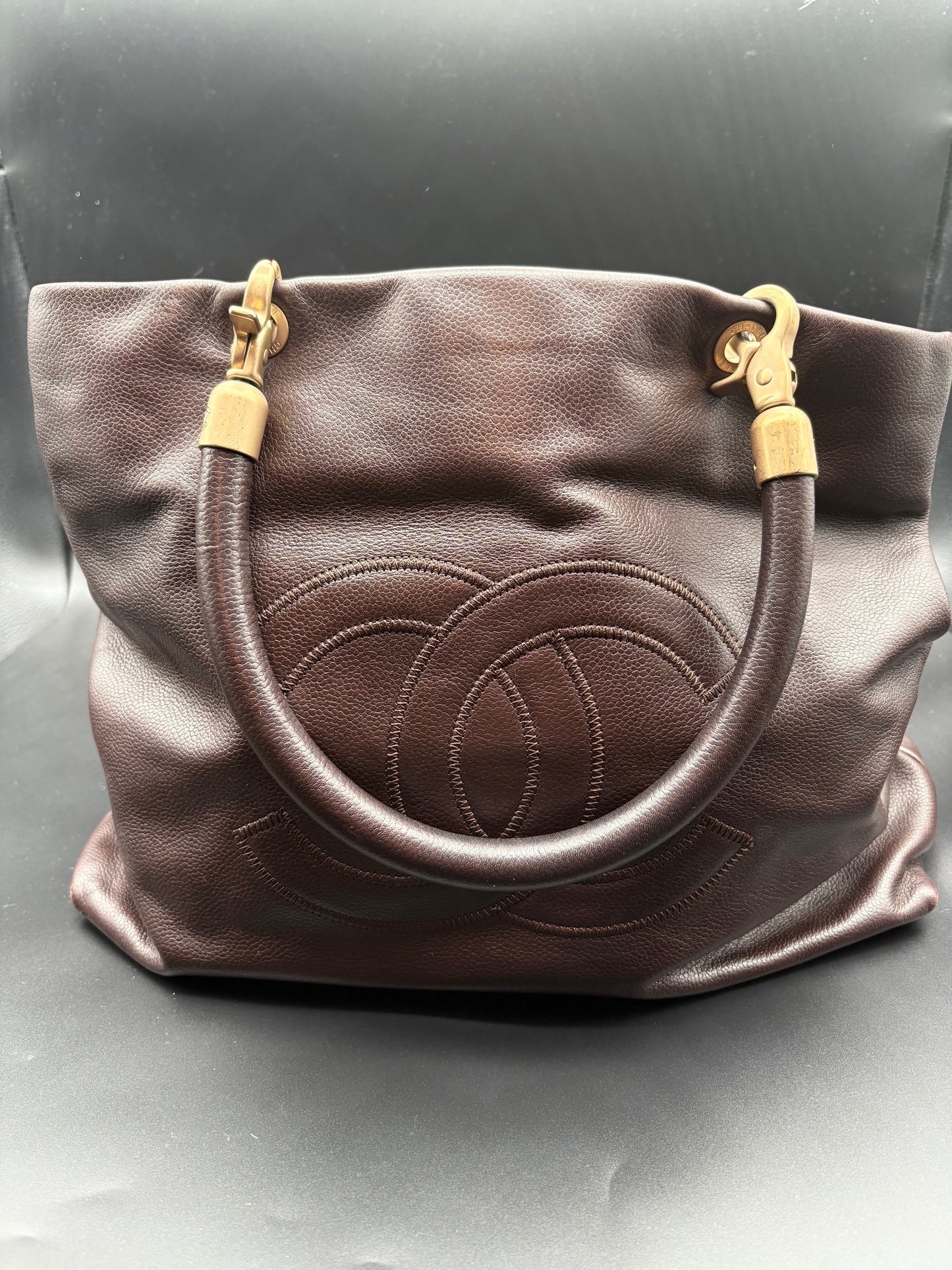 Timeless Tote – Brown Calfskin with Gold Hardware