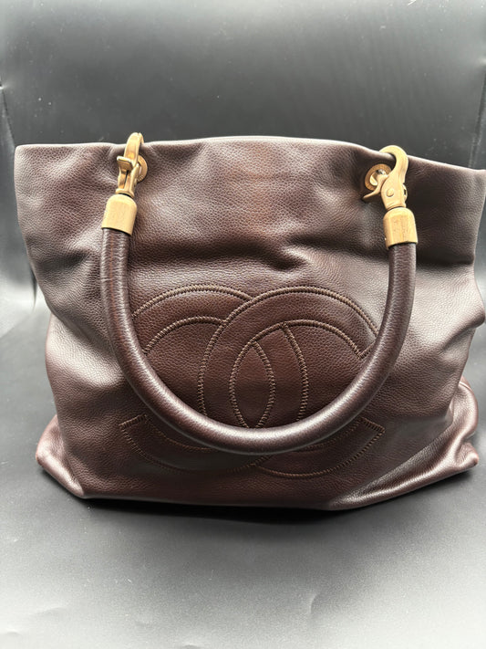 Timeless Tote – Brown Calfskin with Gold Hardware