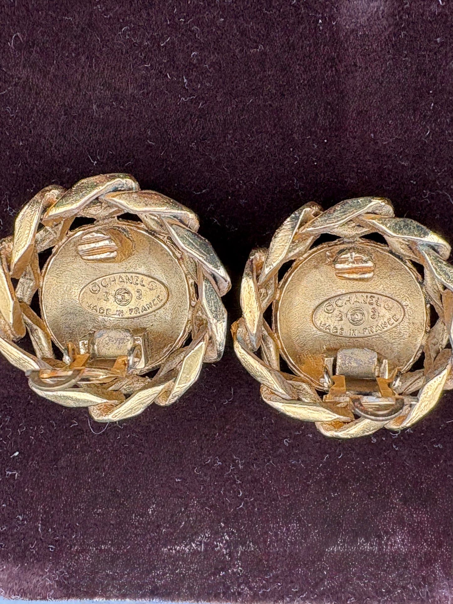 Vintage Rhinestone Earrings - Gold Tone