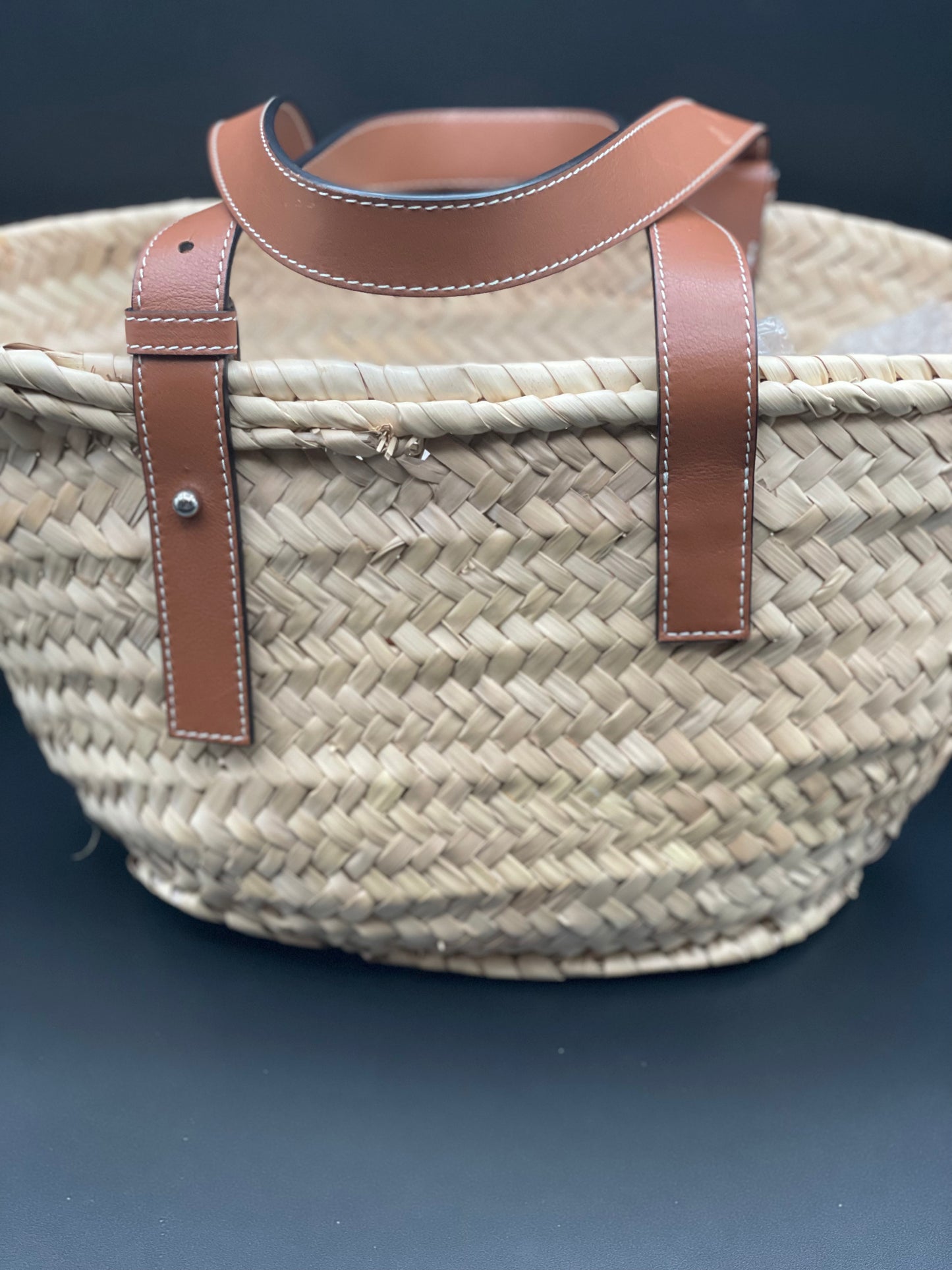 Loewe Raffia Small Basket Tote Natural Tan