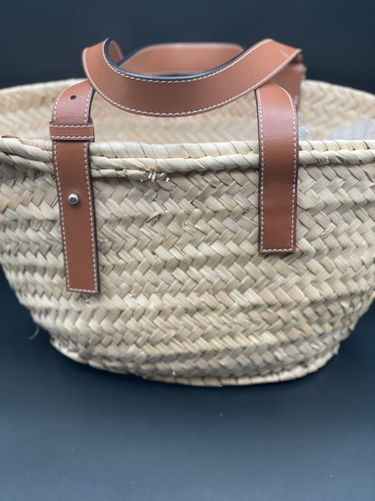 Loewe Raffia Small Basket Tote Natural Tan