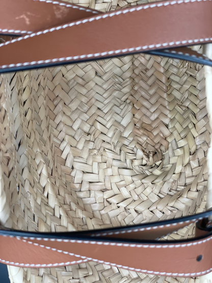 Loewe Raffia Small Basket Tote Natural Tan