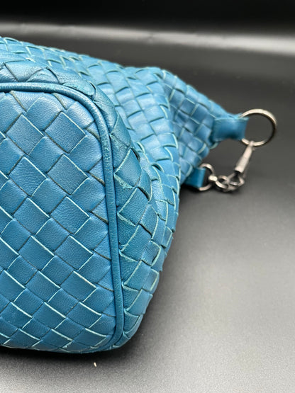 Napa Intrecchiato Small Shoulder Bag-Denim Blue