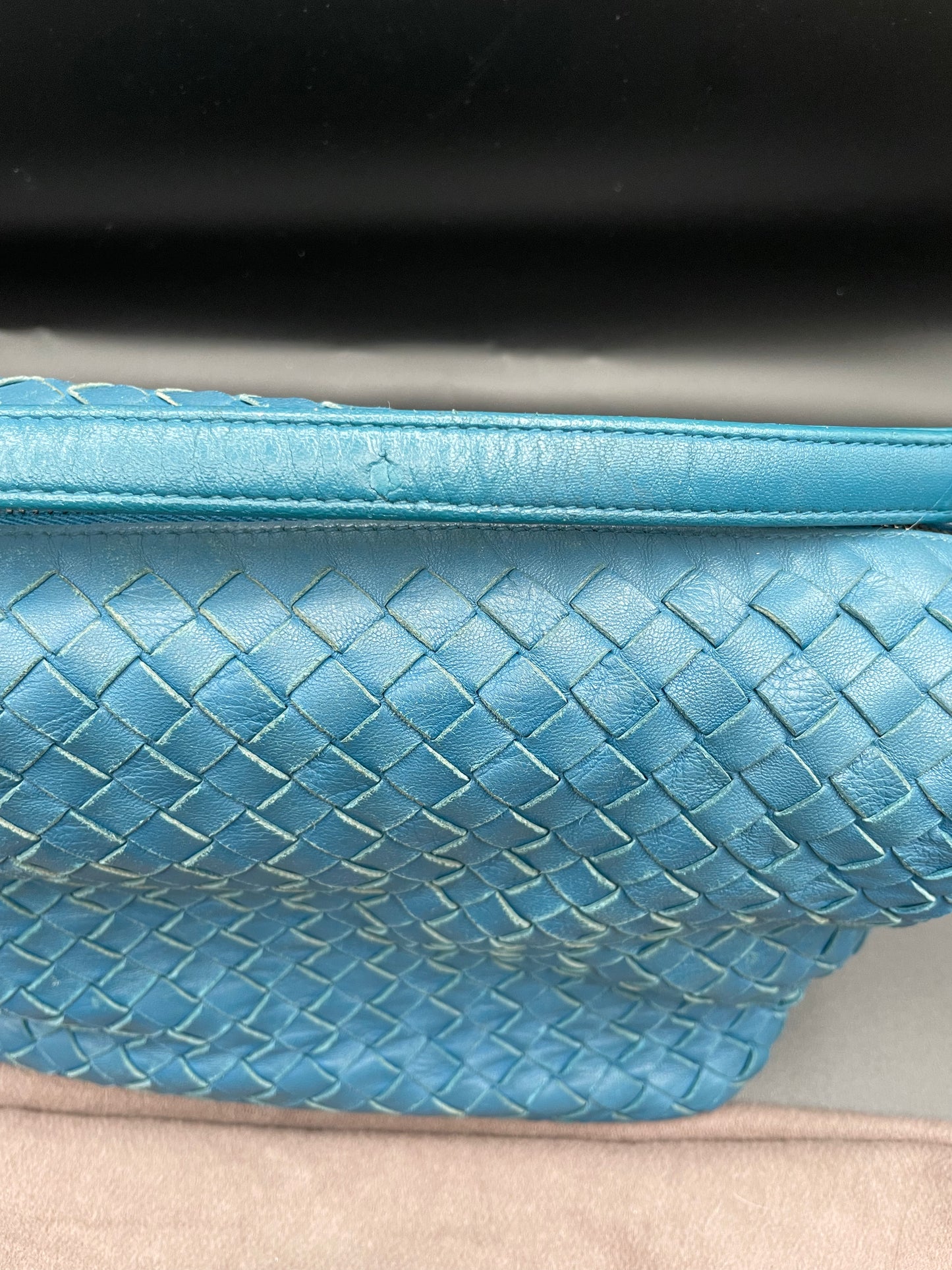 Napa Intrecchiato Small Shoulder Bag-Denim Blue