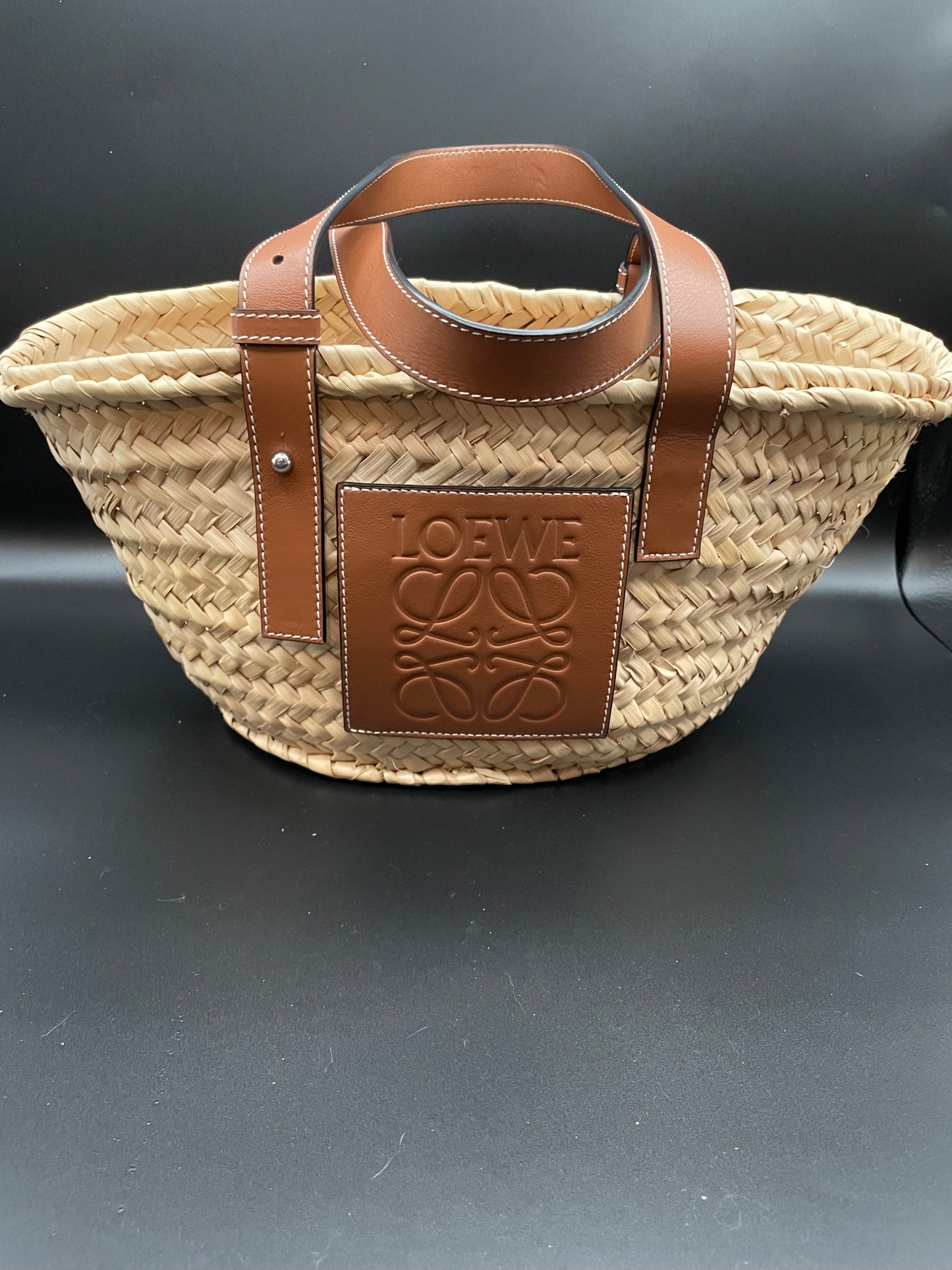 Loewe Raffia Small Basket Tote Natural Tan
