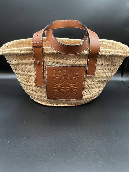 Loewe Raffia Small Basket Tote Natural Tan
