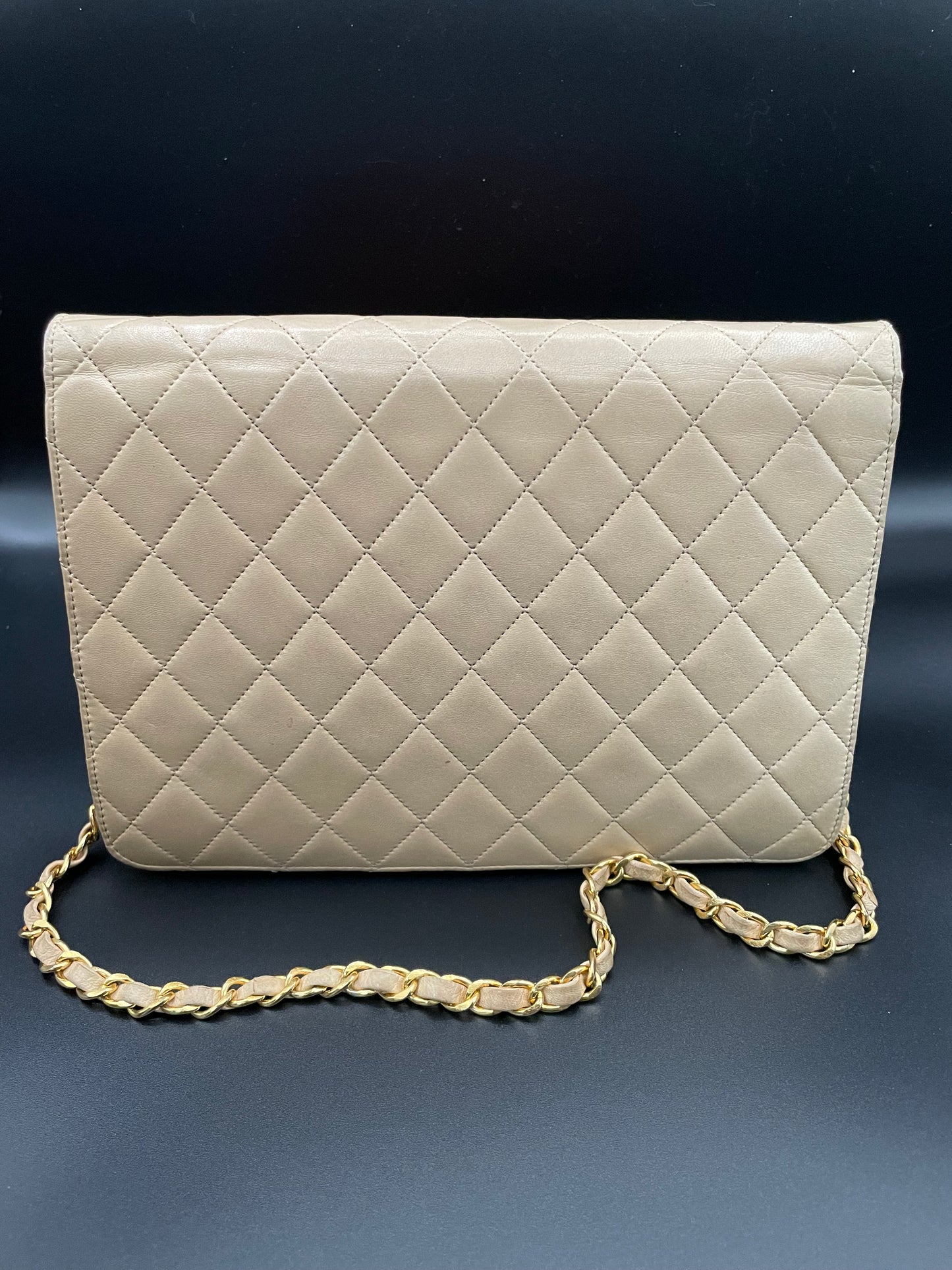 Chanel Quilted Beige Lambskin Shoulder Bag