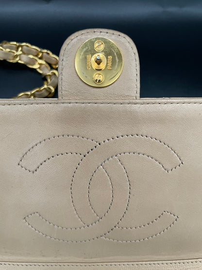 Chanel Quilted Beige Lambskin Shoulder Bag