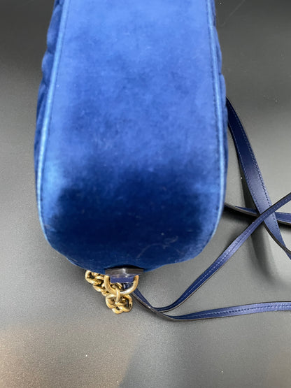 Gucci GG Marmont Matelasse Chain Shoulder bag Navy Velour and leather