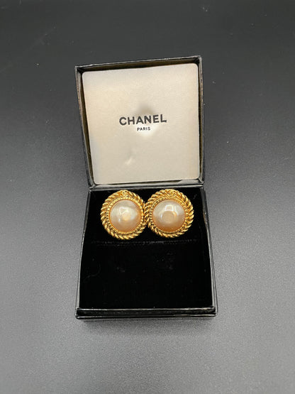 Chanel Faux Pearl Earrings