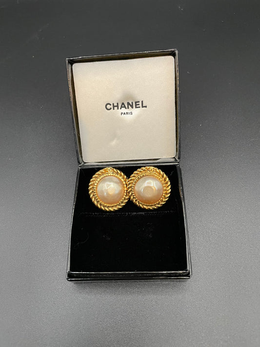 Chanel Faux Pearl Earrings