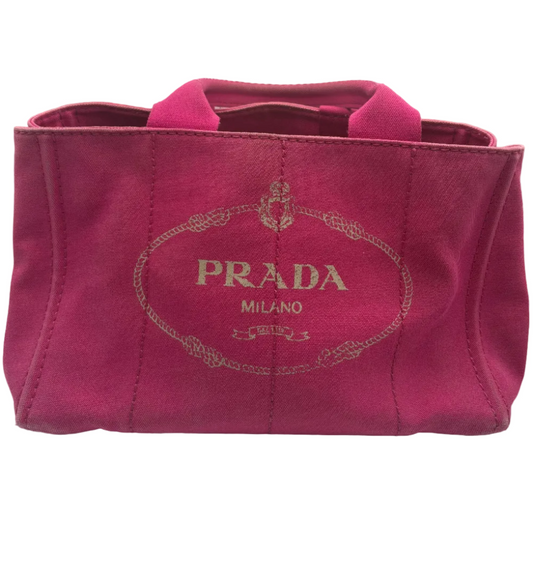Prada Pink Canvas Canape Tote