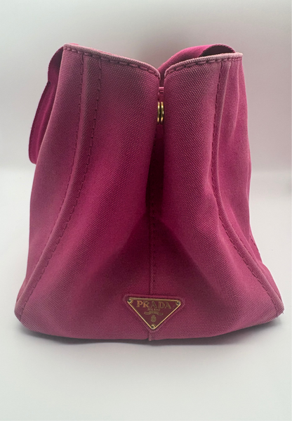 Prada Pink Canvas Canape Tote
