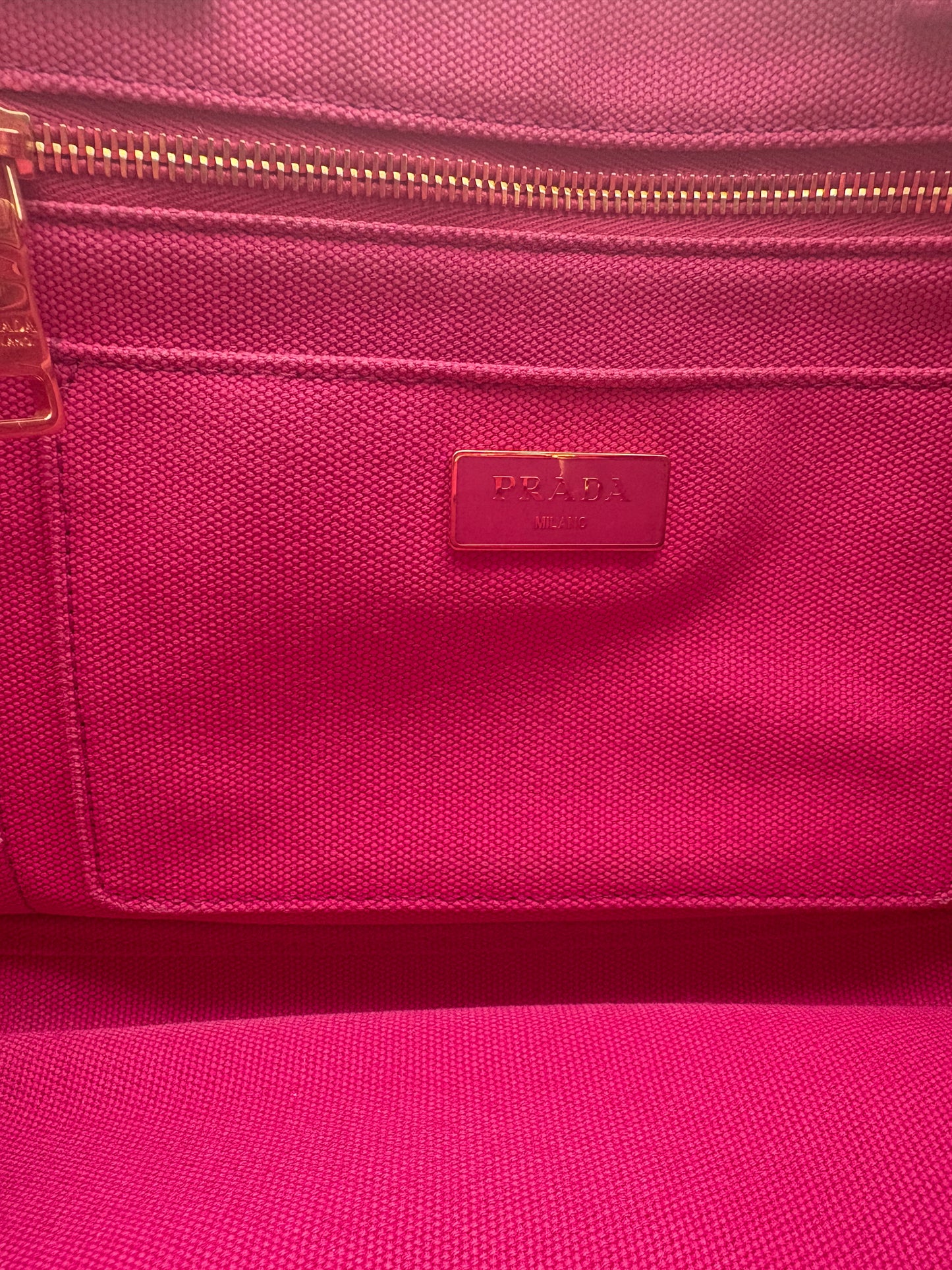 Prada Pink Canvas Canape Tote