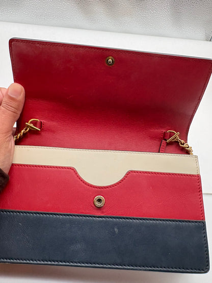 Gucci Queen Margaret Bee Chain Wallet / Crossbody Bag Tricolor Leather