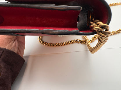 Gucci Queen Margaret Bee Chain Wallet / Crossbody Bag Tricolor Leather