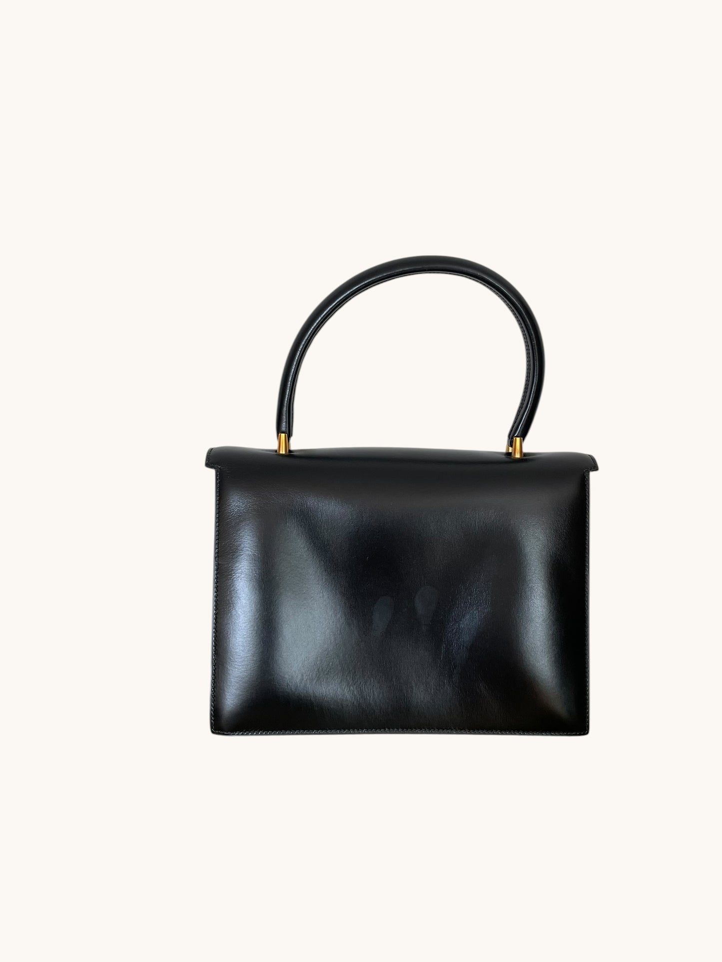 Hermes Vintage Handbag in Black Box Calf Leather