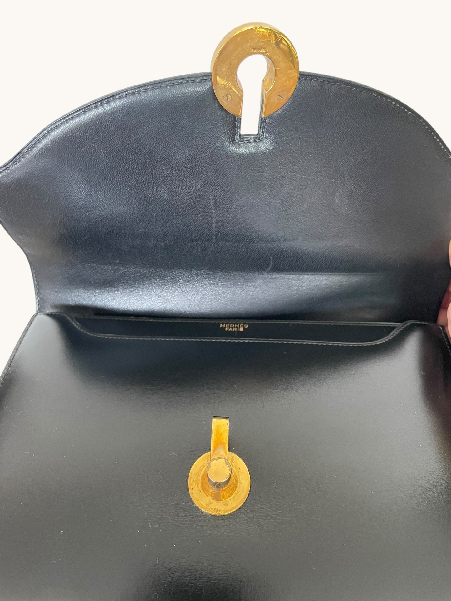 Hermes Vintage Handbag in Black Box Calf Leather