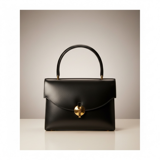 Hermes Vintage Handbag in Black Box Calf Leather